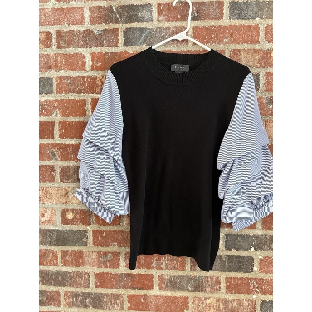 Garcia Blue blouse Blue ruffle sleeves Size L